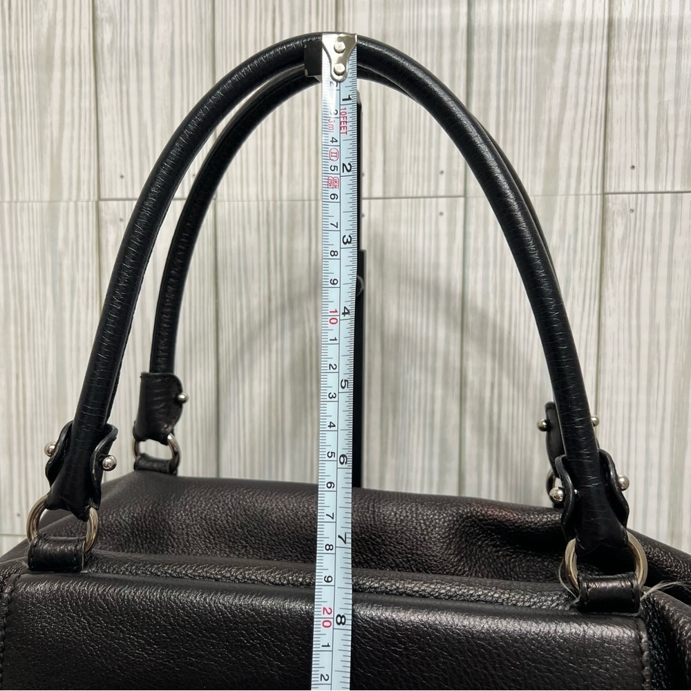 Salvatore Ferragamo Black Pebbled Leather Satchel Tote Bag Top Handle Purse - Picture 11 of 14